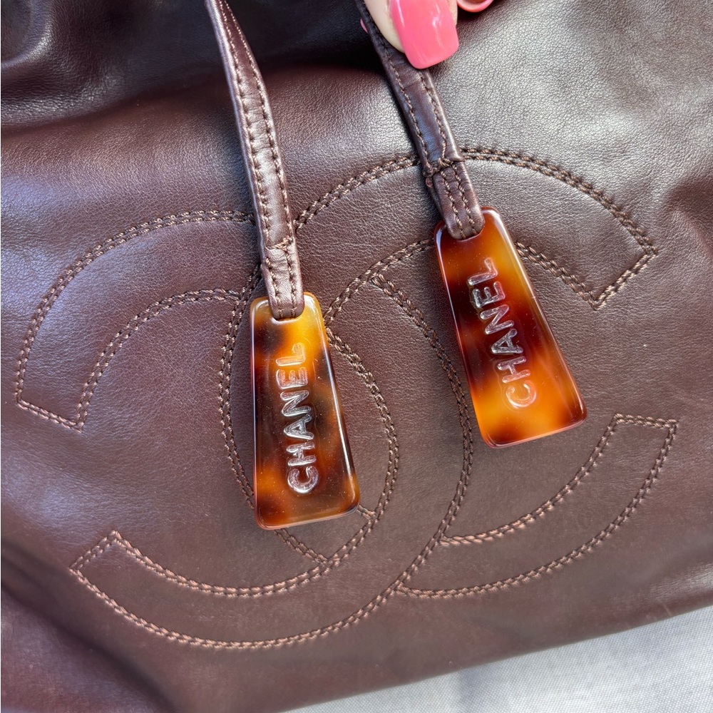 Authentic Chanel Brown Tortoise Shell Leather Buc… - image 2